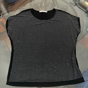 💎Black with silver rhinestone Women's soft jersey tee M